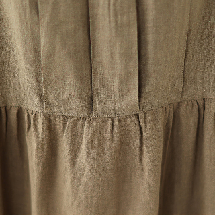 Linen Overall Midi Dress for Women, Linen Overall Dress Relaxed Fit, Overall Dress Casual, Square Neck Overall Dress, Brown Overall Dress