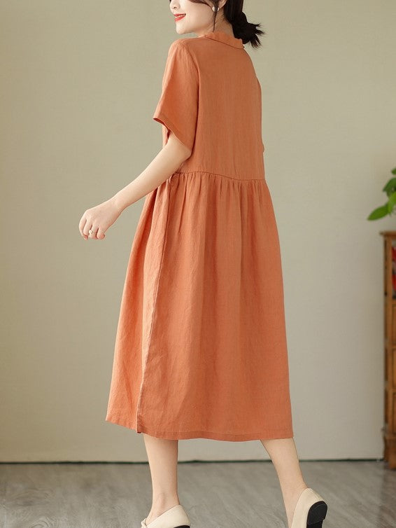 cotton linen midi dress