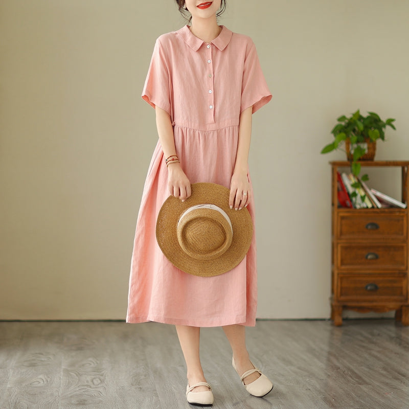 cotton linen midi dress