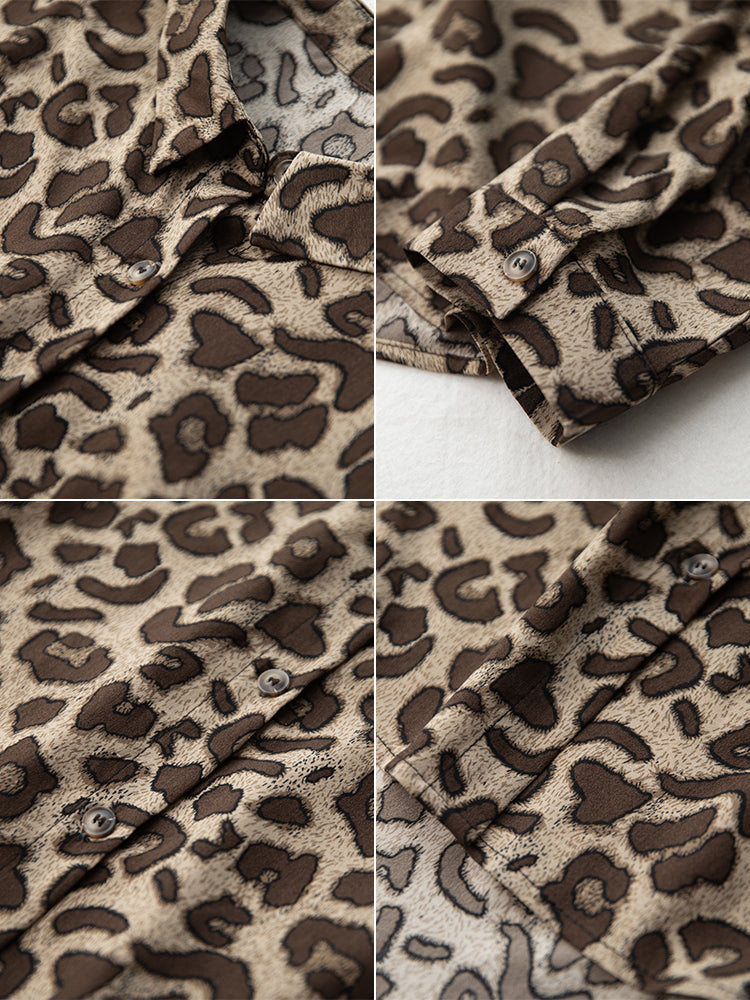 Leopard Blouse for Women Plus Size, Collared Blouse, Button Front Blouse, Fall Blouse, XXS-1X