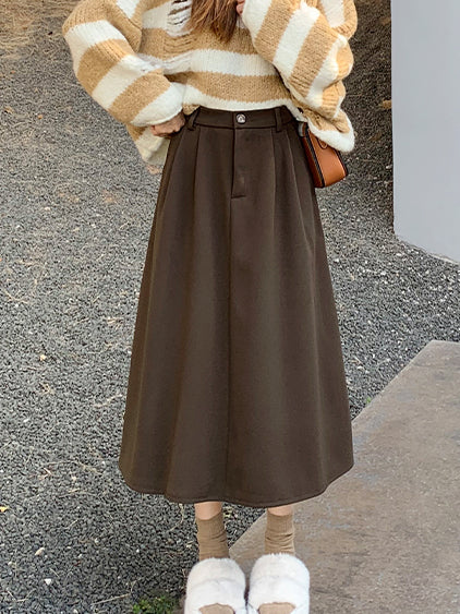 Woolen Midi Skirt