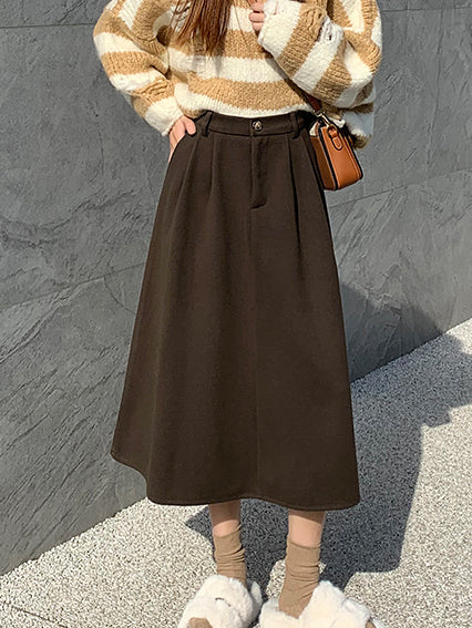 Woolen Midi Skirt