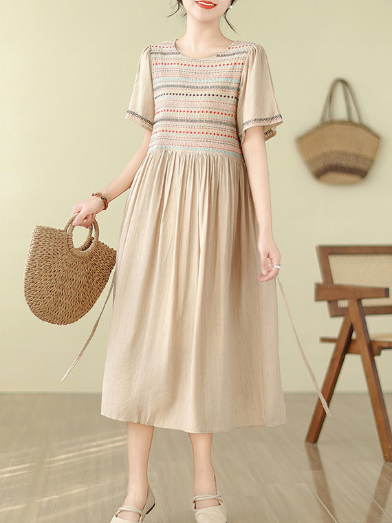 Embroidery Linen Dress