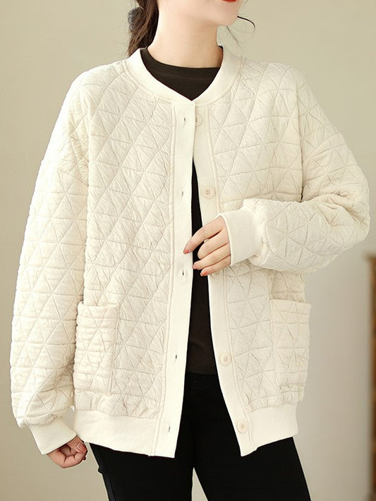 Quilted Jacket Women, Long Sleeve Quilted Jacket, Quilted Jacket with Pockets, Quilted Button up Jacket, Oversized Casual Quilted Jacket