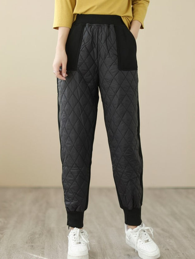 Quilted Down Winter Pants Women with Side Zip